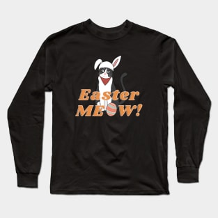 Happy Easter Funny cat wearing bunny costume. Long Sleeve T-Shirt